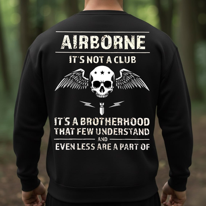 Airborne Brotherhood Military Veteran T-Shirt - Skull Wings Paratrooper Pride Tee