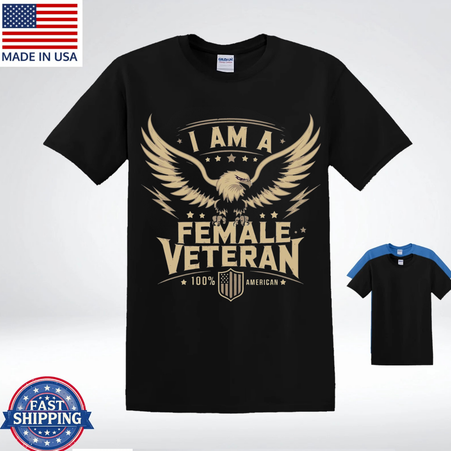 I Am a Female Veteran T-Shirt, American Military Pride Shirt for Women Veterans, US veteran shirt for woman
