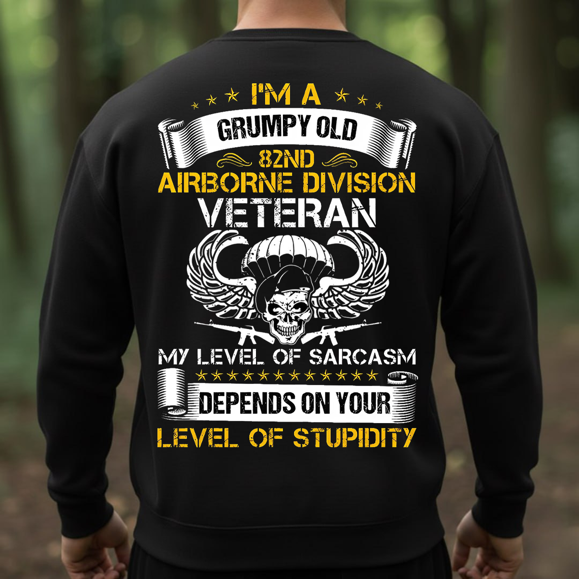 Grumpy Old 82nd Airborne Division Veteran T-Shirt - Funny Sarcastic Military Skull Tee for Army Veterans