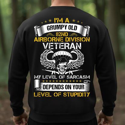 Grumpy Old 82nd Airborne Division Veteran T-Shirt - Funny Sarcastic Military Skull Tee for Army Veterans