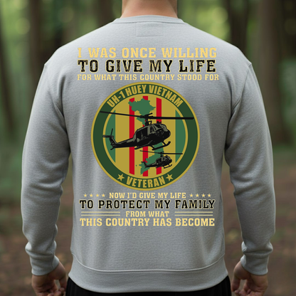 Vietnam Veteran UH-1 Huey T-Shirt, Sweatshirt, Hoodie – Patriotic Military Quote Tee, Proud American Veteran Shirt for Men and Veterans