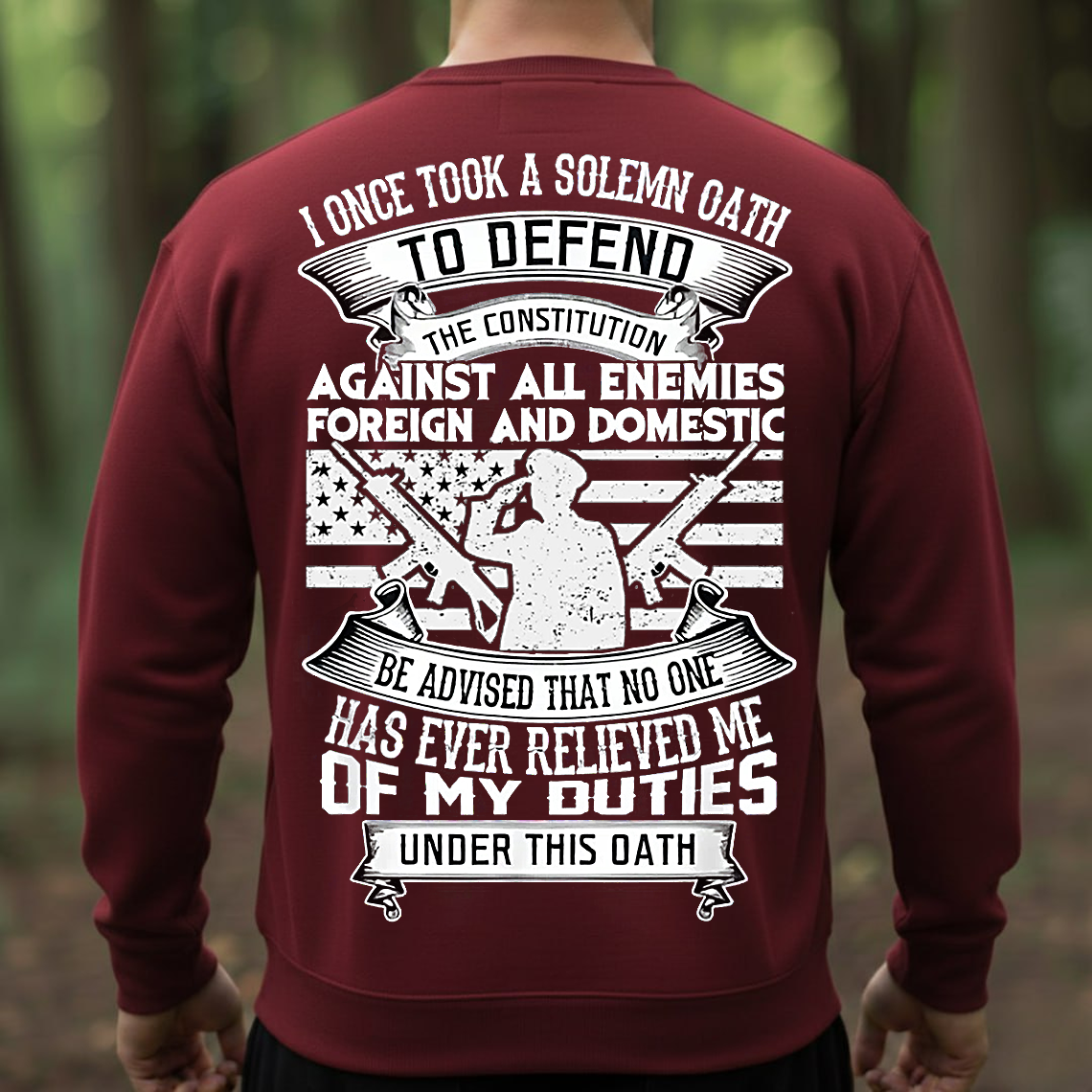 Veteran Duty Oath T-Shirt, Sweatshirt, Hoodie – Patriotic American Flag Military Tee