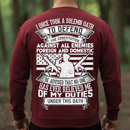 Veteran Duty Oath T-Shirt, Sweatshirt, Hoodie – Patriotic American Flag Military Tee