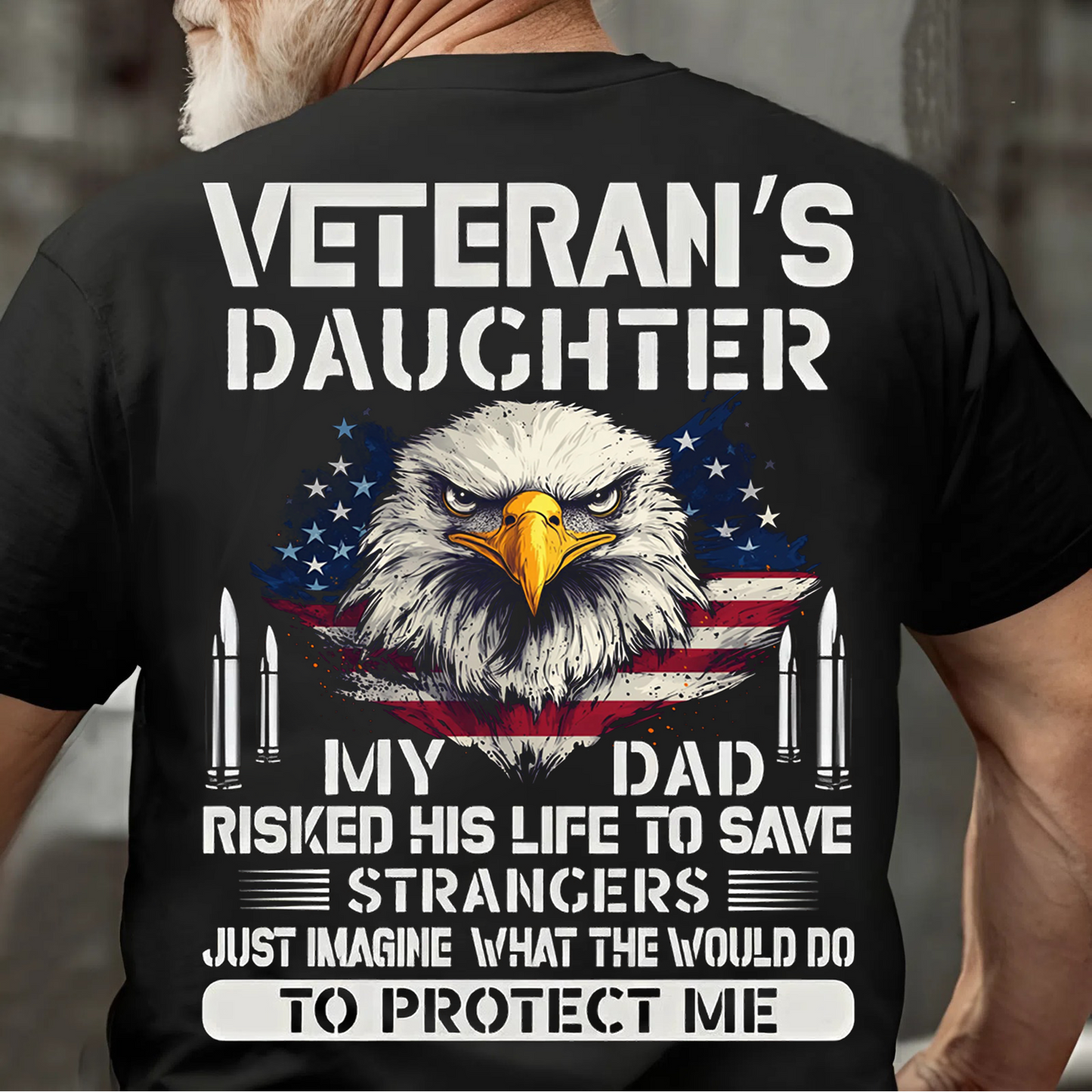 Veteran’s Daughter T-Shirt – Proud Military Family Apparel with Bald Eagle & Patriotic Quote