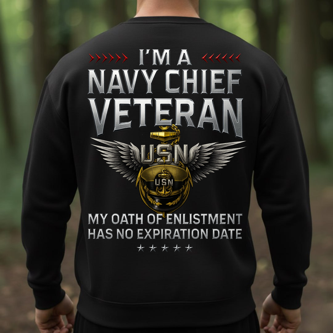 Navy Chief Veteran T-Shirt – My Oath of Enlistment Has No Expiration Date USN Military Pride Tee