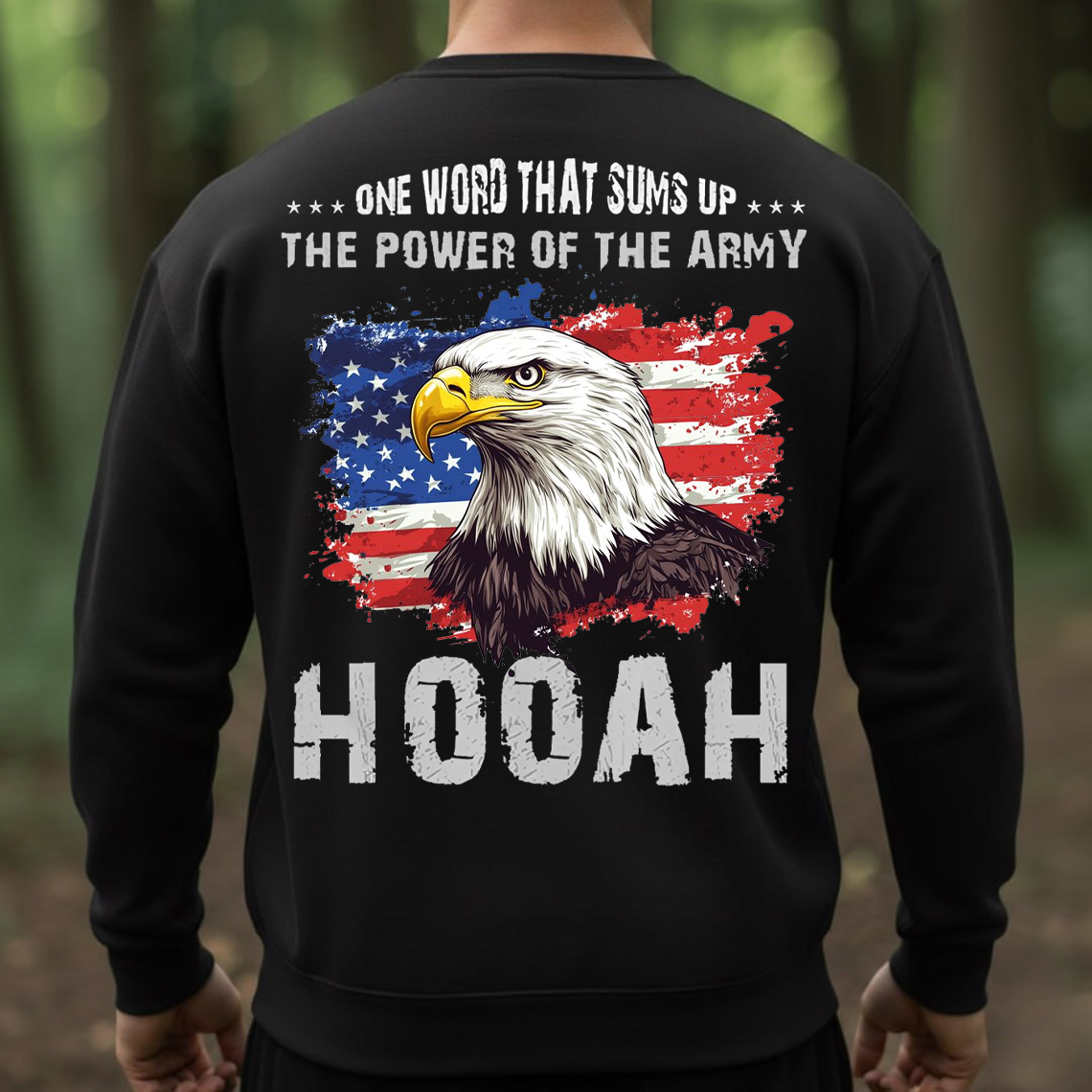Hooah Army T-Shirt – One Word That Sums Up the Power of the Army Patriotic Bald Eagle Military Tee