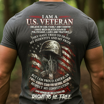 I Am a U.S. Veteran Shirt – Proud American Patriotic T-Shirt – Military Veteran Apparel – Gift for Veterans and Patriots