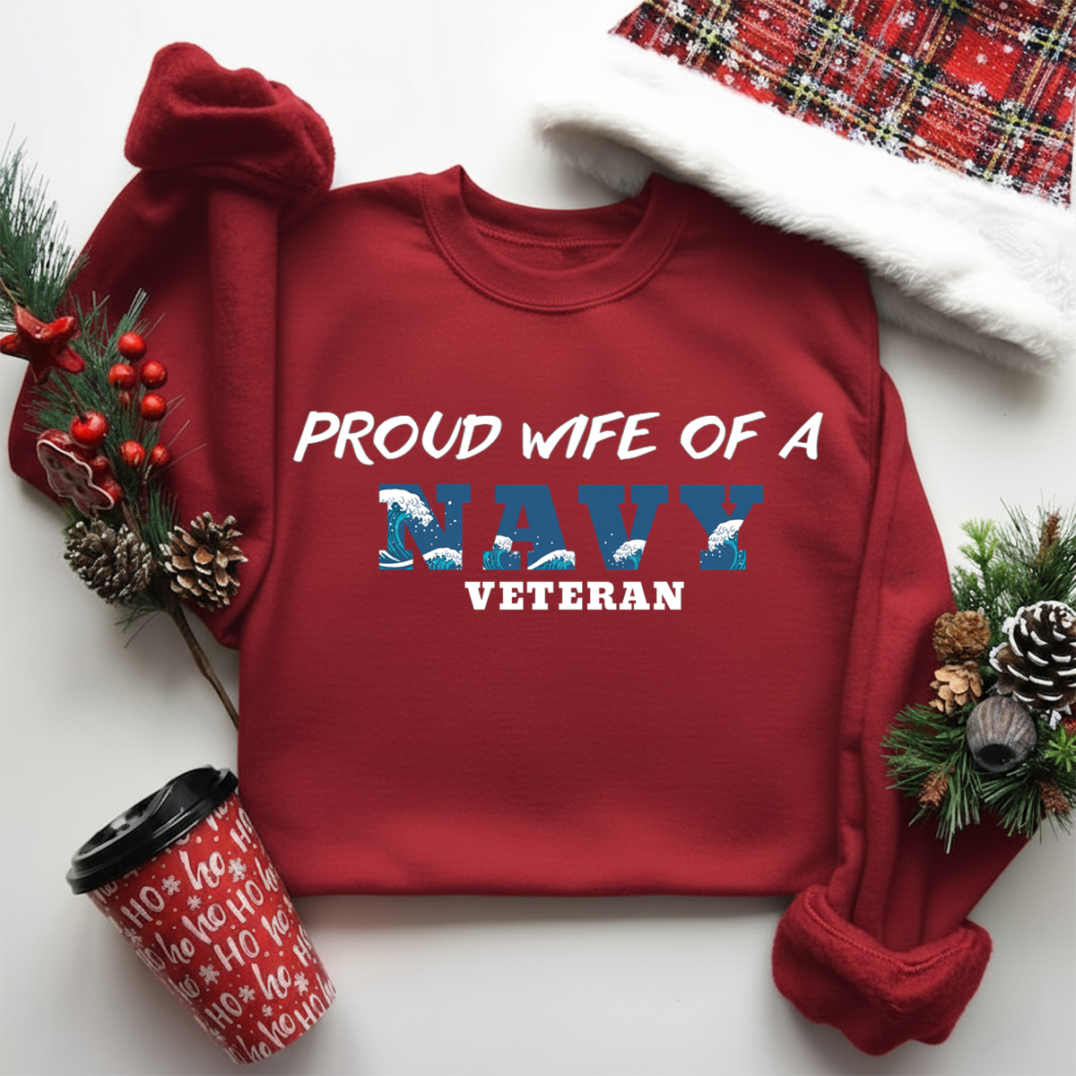 Proud Wife of a Navy Veteran Shirt – Military Wife Sweatshirt – Patriotic Gift for Women