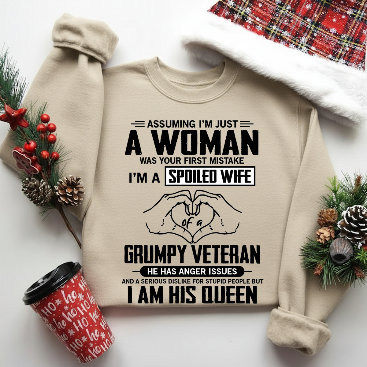 Spoiled Wife of a Grumpy Veteran Shirt – Funny Military Wife Sweatshirt – Proud Veteran Couple Gift for Her,Wife
