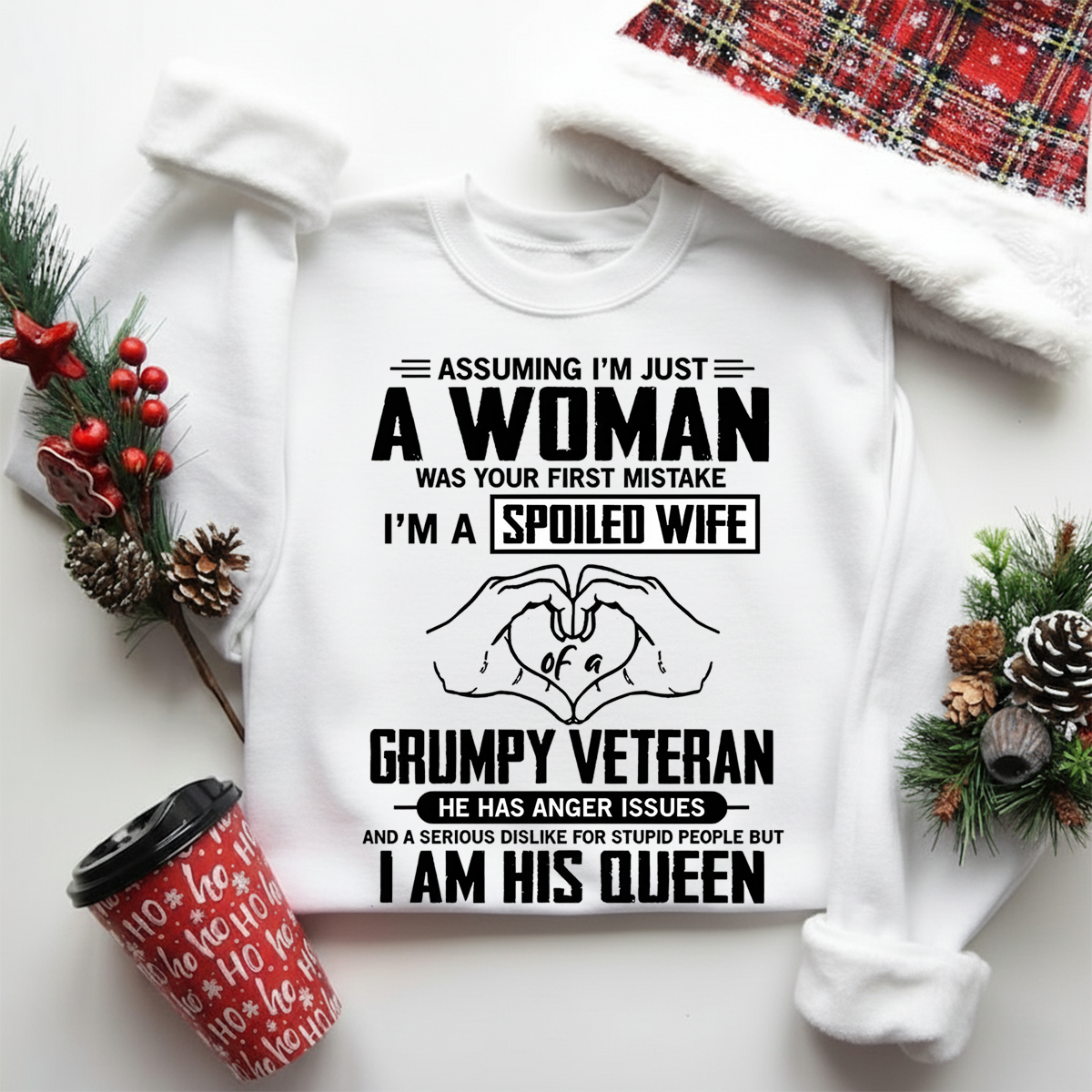 Spoiled Wife of a Grumpy Veteran Shirt – Funny Military Wife Sweatshirt – Proud Veteran Couple Gift for Her,Wife