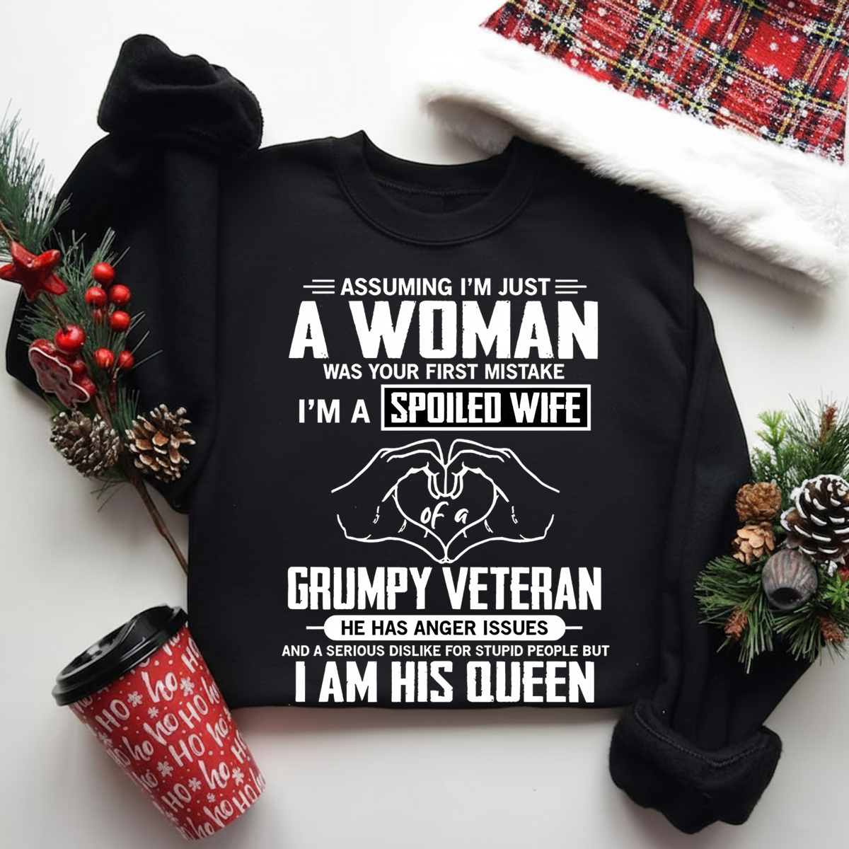 Spoiled Wife of a Grumpy Veteran Shirt – Funny Military Wife Sweatshirt – Proud Veteran Couple Gift for Her,Wife