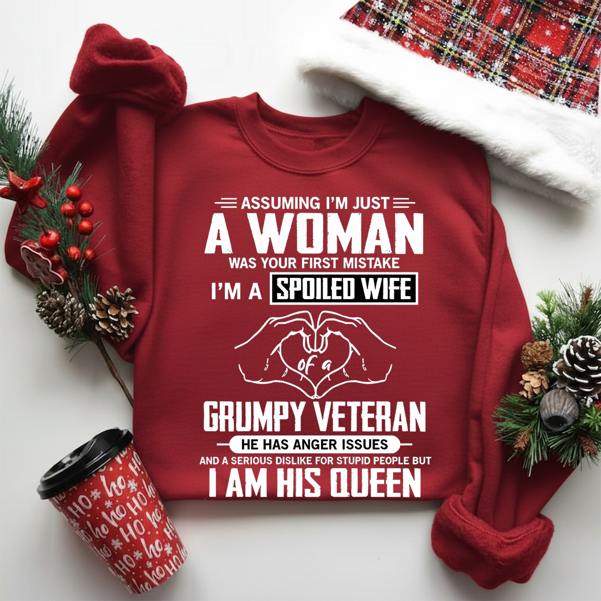 Spoiled Wife of a Grumpy Veteran Shirt – Funny Military Wife Sweatshirt – Proud Veteran Couple Gift for Her,Wife