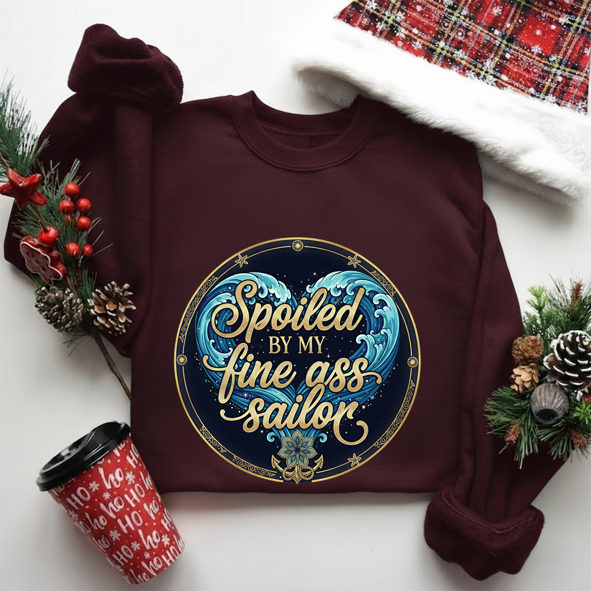 Spoiled by My Fine A$$ Sailor Sweatshirt, t-shirt, hoodie – Funny Navy Wife Shirt, Proud Military Spouse Gift, Cute Sailor Girlfriend Hoodie, Romantic Veteran Apparel