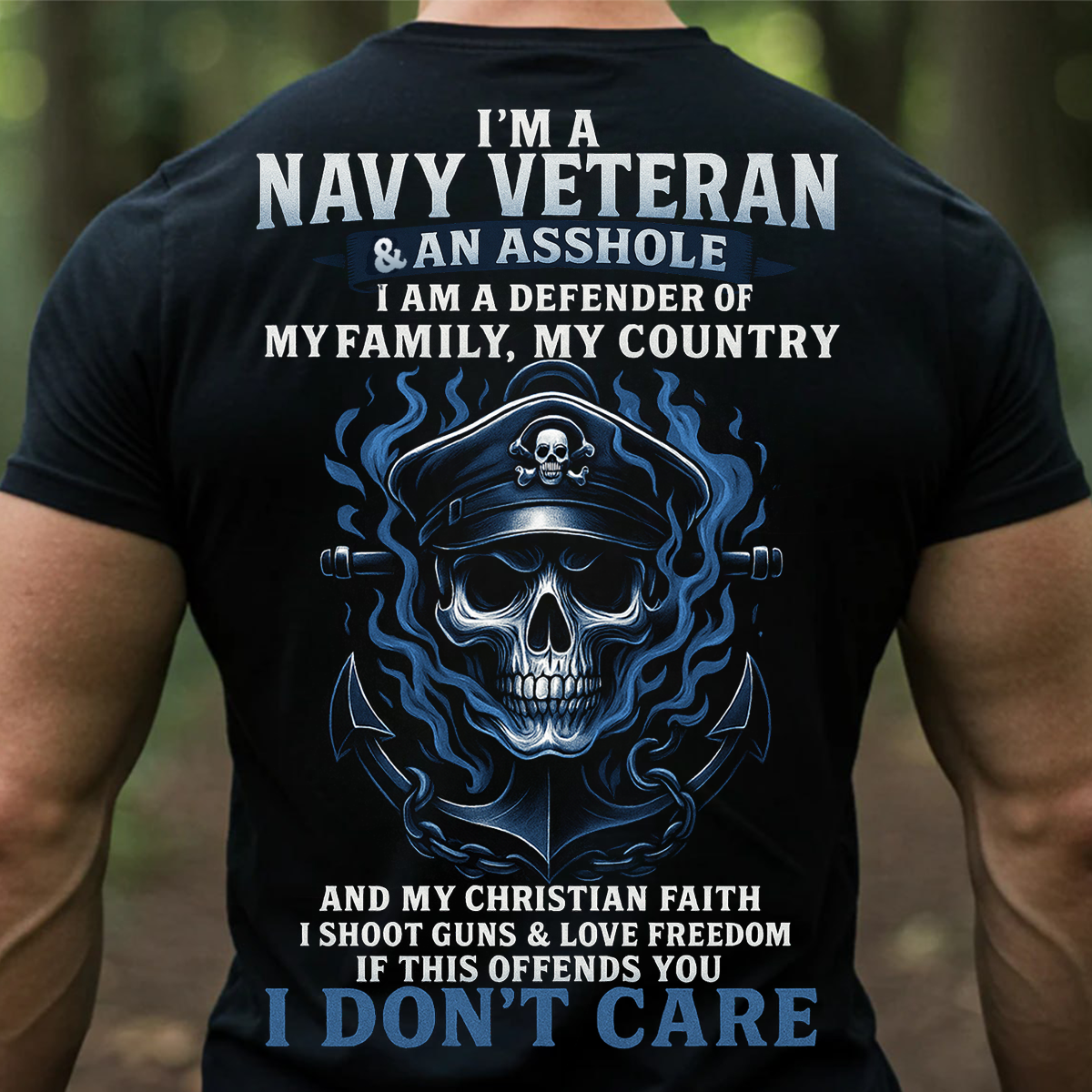 Navy Veteran T-Shirt – Patriotic Military Skull Shirt for Veterans, Freedom & Faith