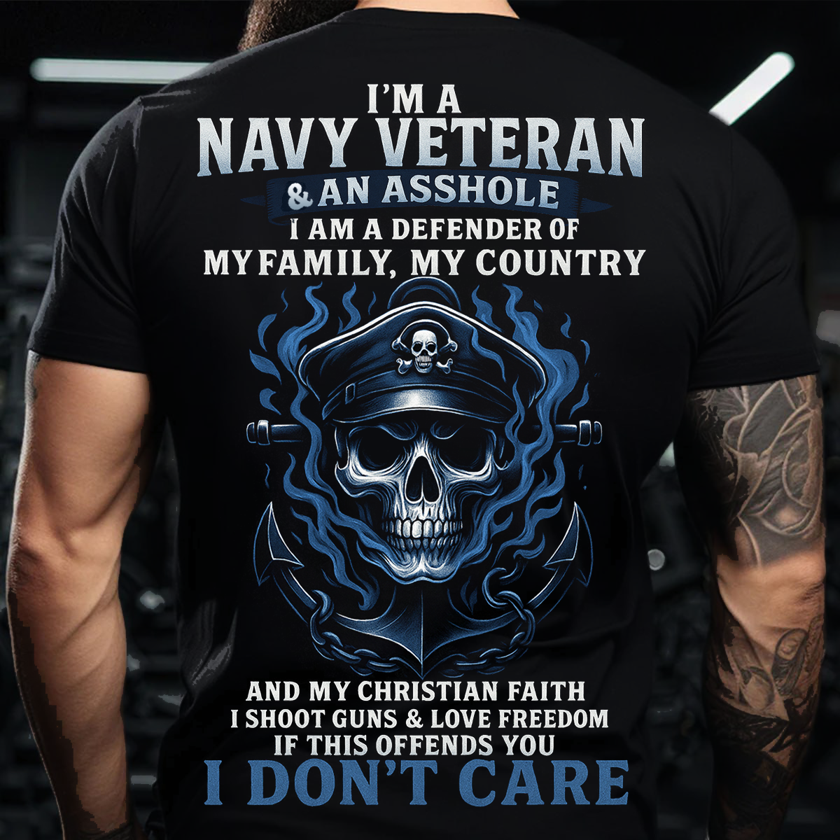 Navy Veteran T-Shirt – Patriotic Military Skull Shirt for Veterans, Freedom & Faith