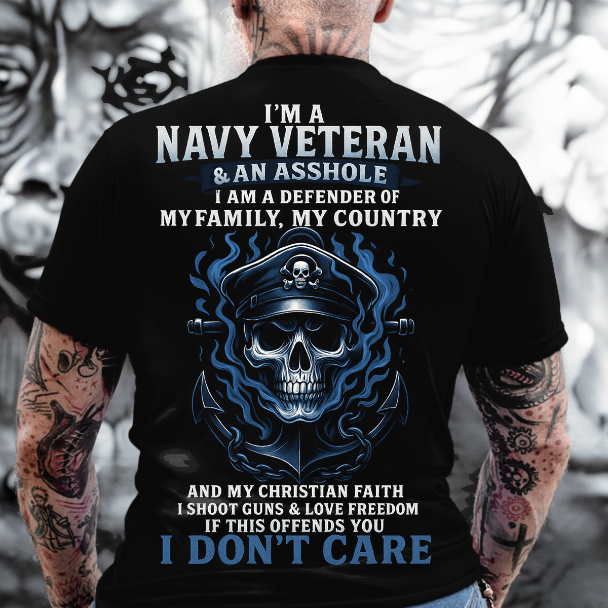 Navy Veteran T-Shirt – Patriotic Military Skull Shirt for Veterans, Freedom & Faith