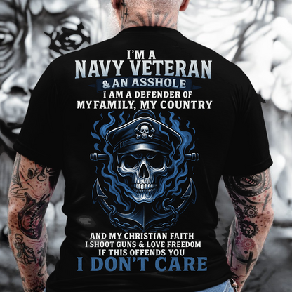 Navy Veteran T-Shirt – Patriotic Military Skull Shirt for Veterans, Freedom & Faith
