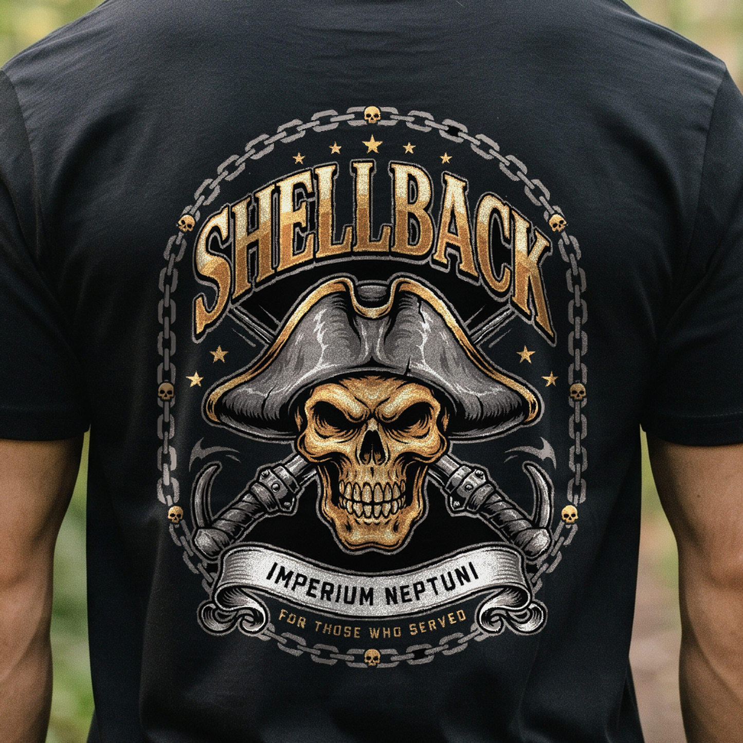 "Shellback - Imperium Neptuni" T-Shirt – Navy Tradition Skull Anchor Gift for Veterans Day