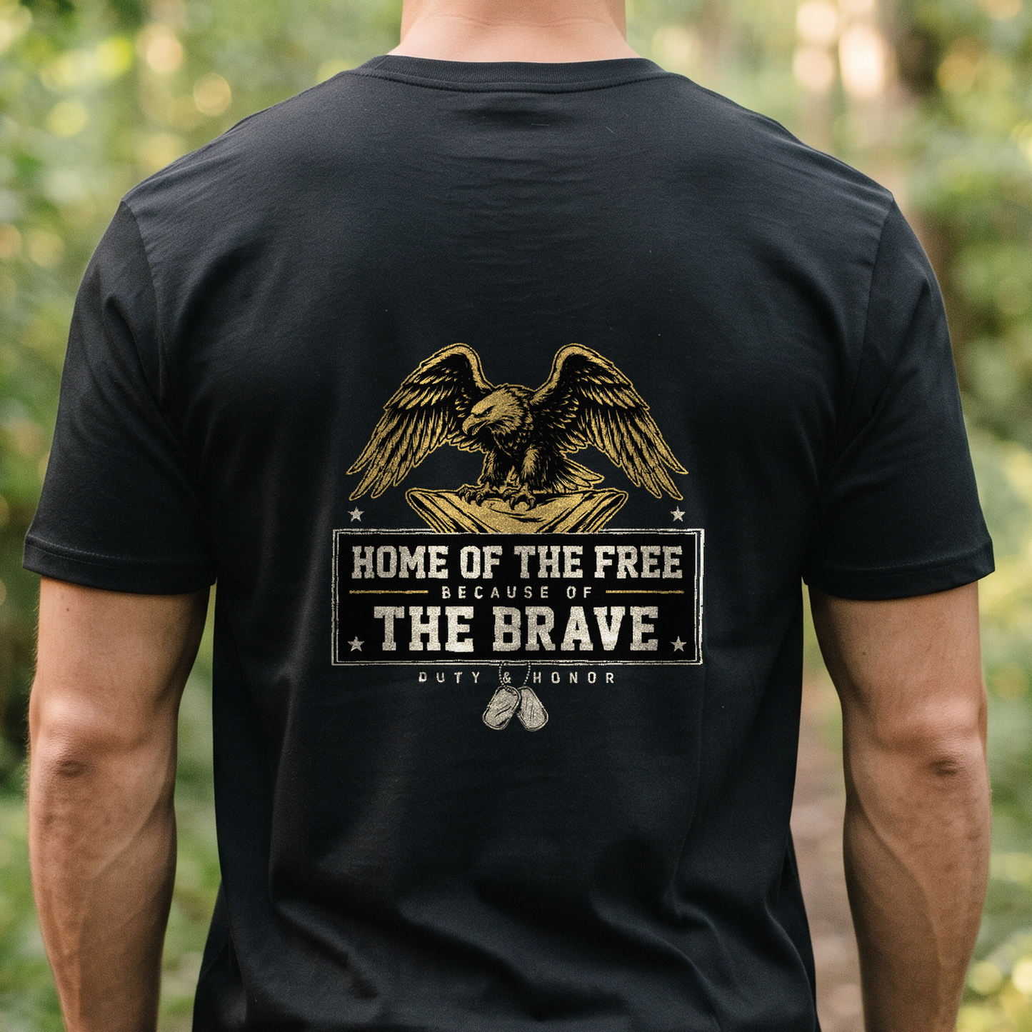 "Home Of The Free Because Of The Brave" T-Shirt – Patriotic Military Veteran Pride Gift for Veterans Day