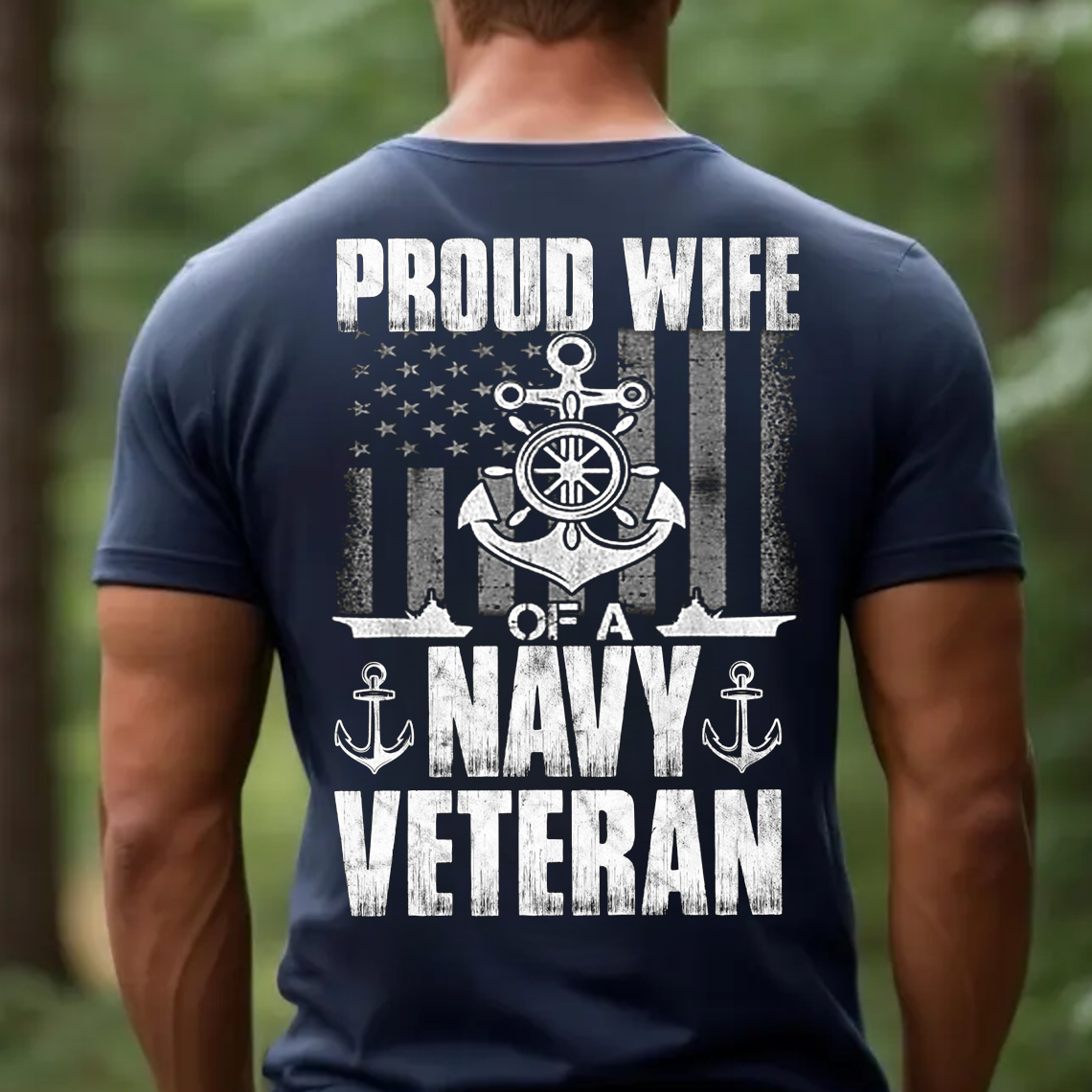 Proud Wife of a Navy Veteran T-Shirt, US Navy Military Spouse Graphic Tee