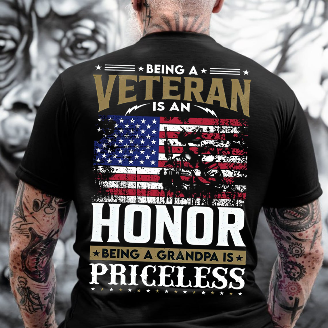 Being a Veteran is an Honor Being a Grandpa is Priceless T-Shirt, Patriotic Military Veteran Tee, Grandpa Gift Shirt