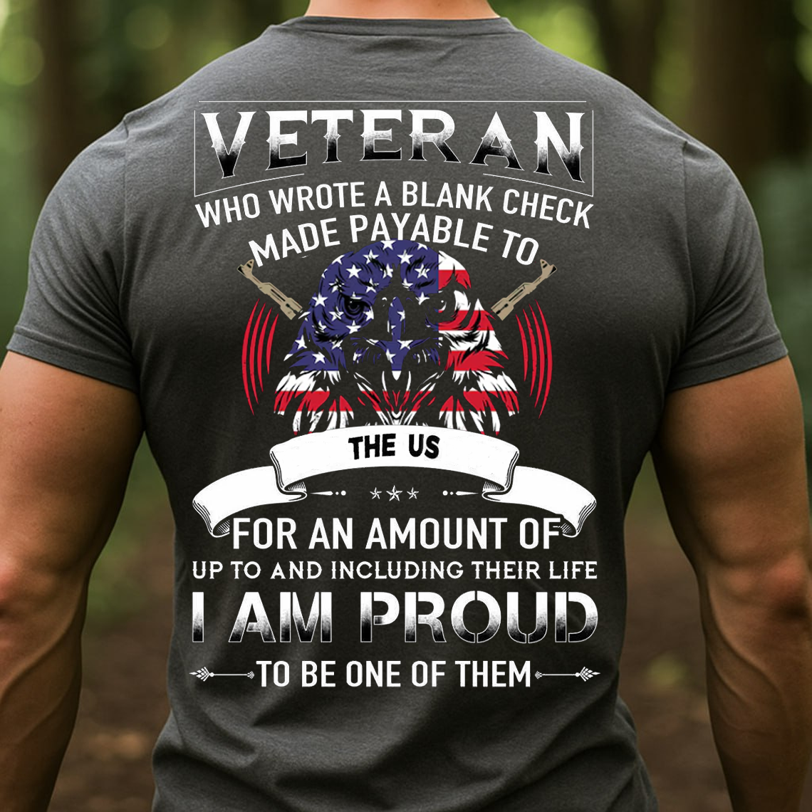Proud US Veteran T-Shirt, Sweatshirt, Hoodie – Wrote a Blank Check for America Patriotic Military Soldier Tee