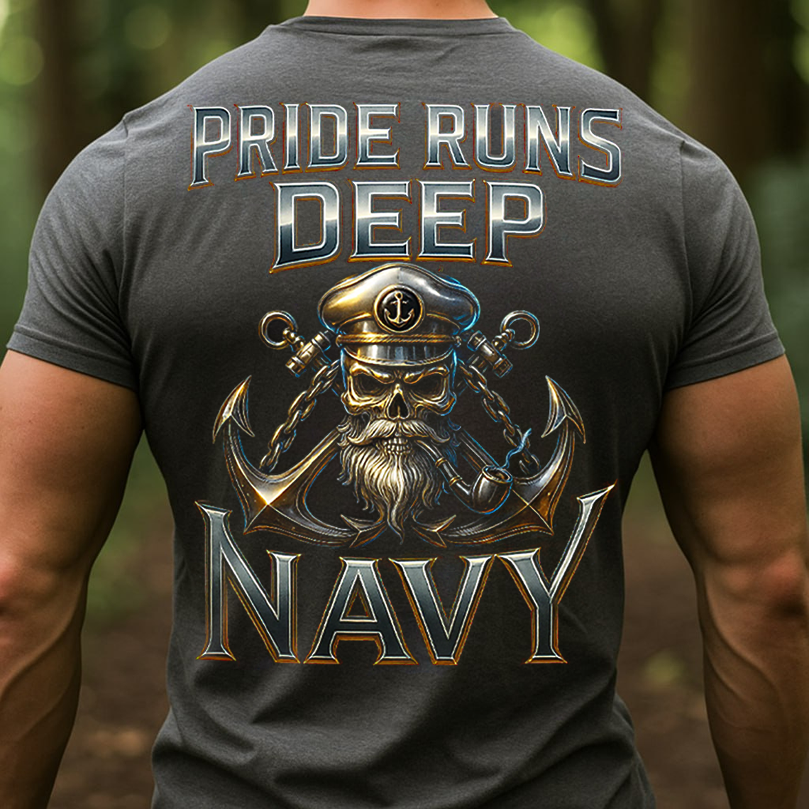 Pride Runs Deep United States Navy T-Shirt, Sweatshirt, Hoodie – US Navy Veteran Skull Anchor Military Pride Tee