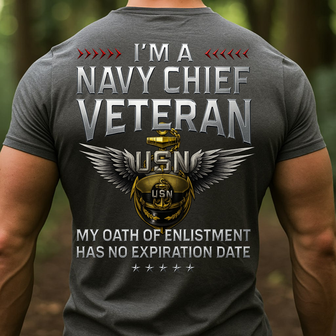Navy Chief Veteran T-Shirt – My Oath of Enlistment Has No Expiration Date USN Military Pride Tee