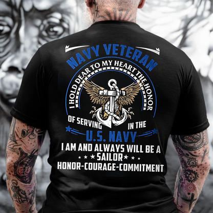 US Navy Veteran T-Shirt, Proud U.S. Navy Sailor Military Tee, Honor Courage Commitment Shirt