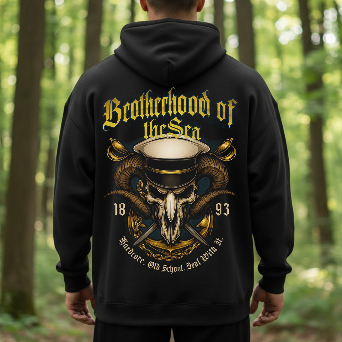 Brotherhood of the Sea Shirt, Sweatshirt, Hoodie – Hardcore Old School Sailor Skull Design for Navy Veterans 1893 Tee