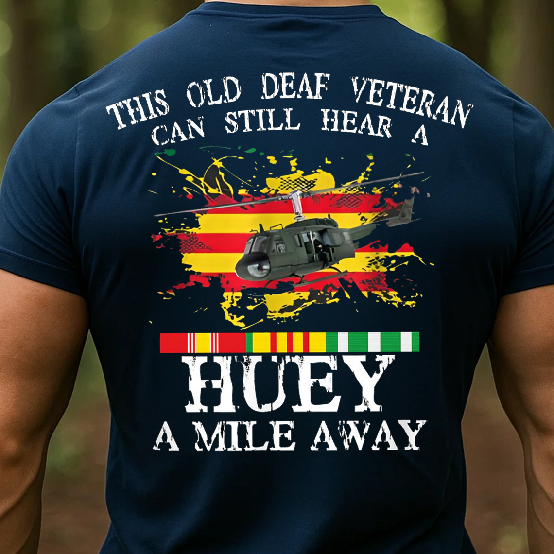 Vietnam Veteran Huey Helicopter T-Shirt, Old Deaf Veteran Military Pride Tee