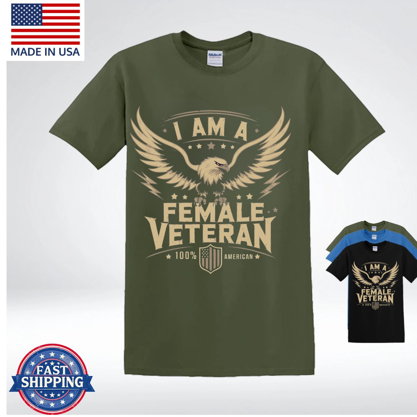 I Am a Female Veteran T-Shirt, American Military Pride Shirt for Women Veterans, US veteran shirt for woman