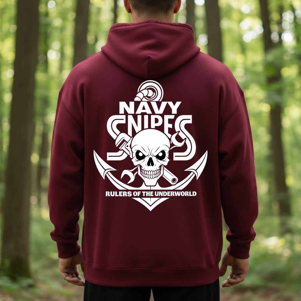 Navy Snipes T-Shirt, Sweatshirt, Hoodie – Rulers of the Underworld Skull Anchor Tee, Proud Navy Mechanic Military Shirt for Veterans and Sailors