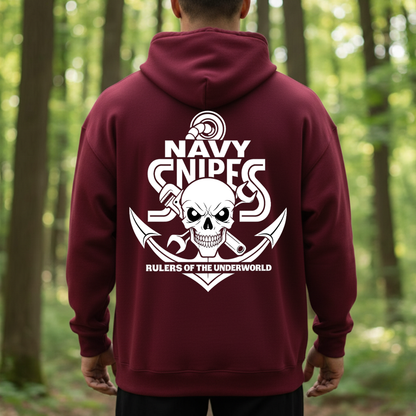 Navy Snipes T-Shirt, Sweatshirt, Hoodie – Rulers of the Underworld Skull Anchor Tee, Proud Navy Mechanic Military Shirt for Veterans and Sailors