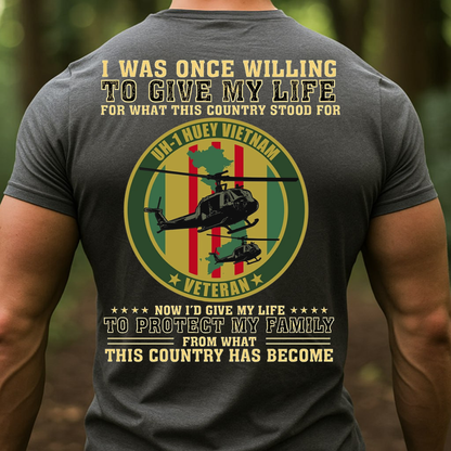 Vietnam Veteran UH-1 Huey T-Shirt, Sweatshirt, Hoodie – Patriotic Military Quote Tee, Proud American Veteran Shirt for Men and Veterans
