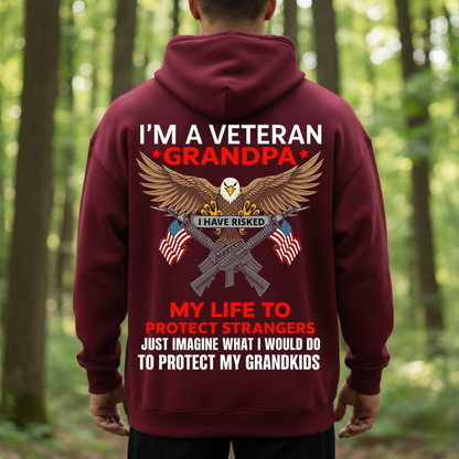 Veteran Grandpa Shirt, Sweatshirt, Hoodie – Proud Veteran Eagle & Flags Tee, I Have Risked My Life Design, Military Grandpa Gift, Protect My Grandkids T-Shirt