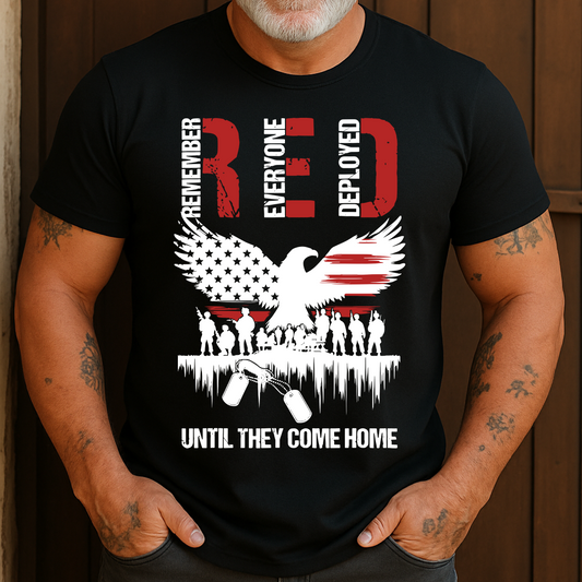 Remember Everyone Deployed Until They All Come Home On Friday We Wear Red, Military Support, Dog Tags, Red Friday T-Shirt