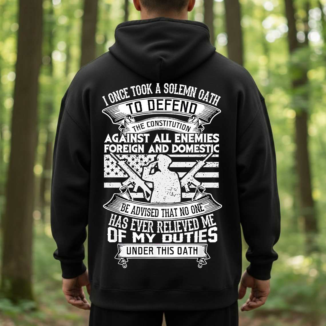 Veteran Duty Oath T-Shirt, Sweatshirt, Hoodie – Patriotic American Flag Military Tee