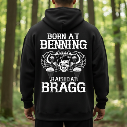 Born at Benning Raised at Bragg Shirt, Sweatshirt, Hoodie  – Paratrooper Veteran T-Shirt, Airborne Pride Military Gift for Army Veterans