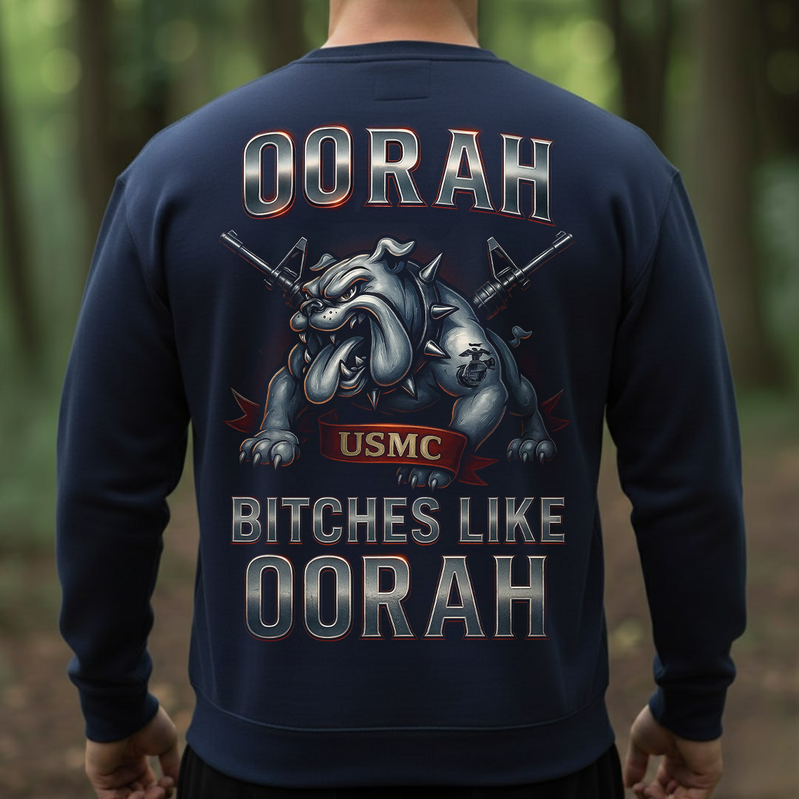 USMC Oorah Bulldog T-Shirt, Sweatshirt, Hoodie – Marine Corps Pride Military Humor Tee for Veterans and Marines