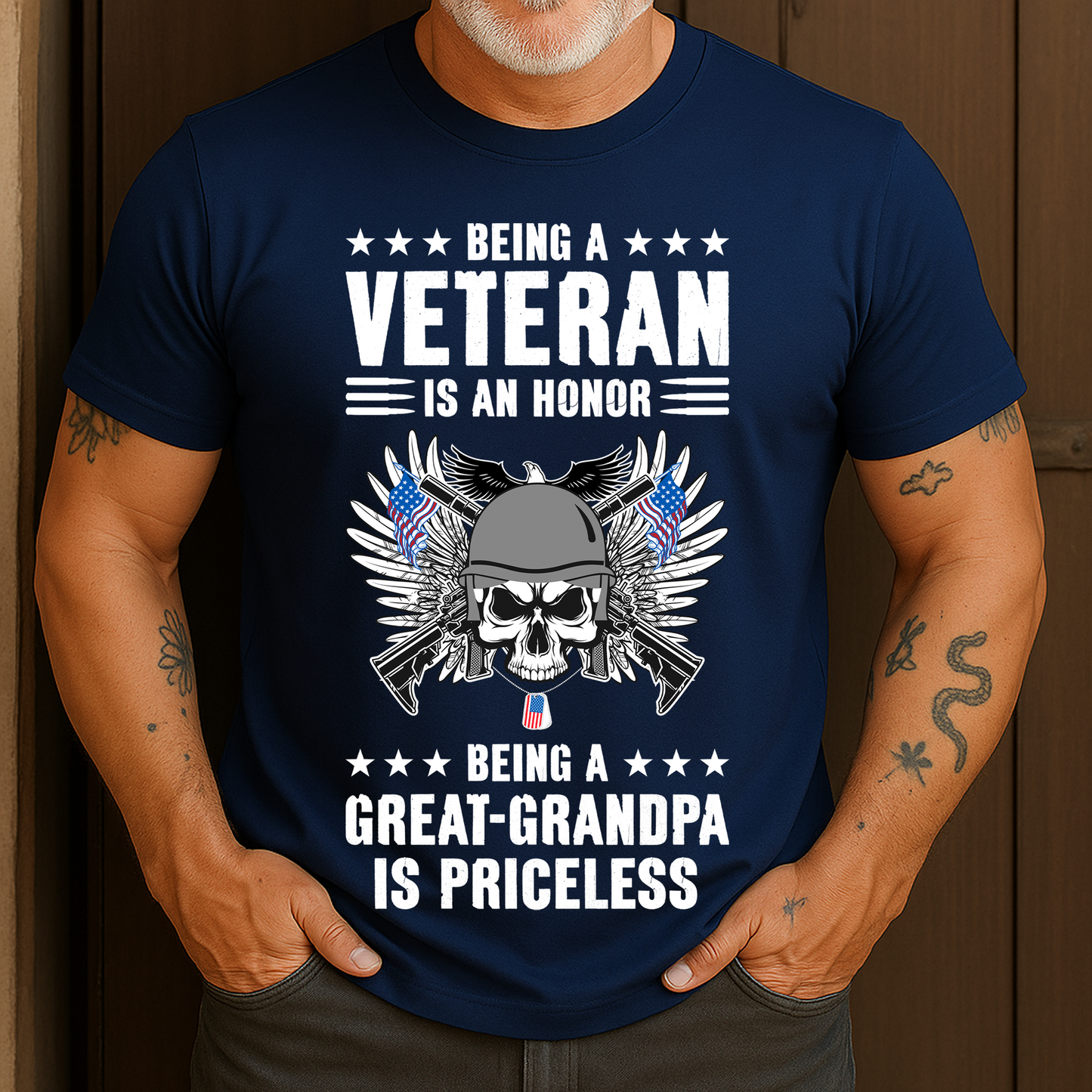 Being A Veteran Is An Honor Being A Great Grandpa Is Priceless T-Shirt