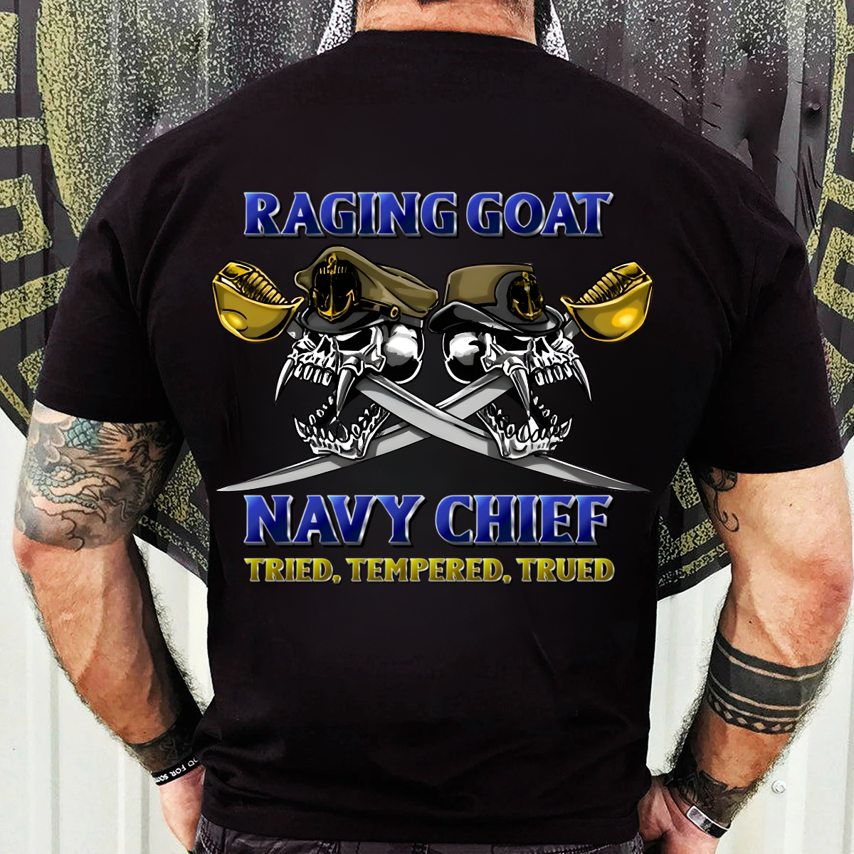 Chief Petty Officer Shirt – Raging Goat Navy Skull Tee – Proud CPO Veteran Gift