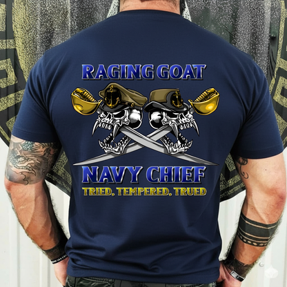 Chief Petty Officer Shirt – Raging Goat Navy Skull Tee – Proud CPO Veteran Gift
