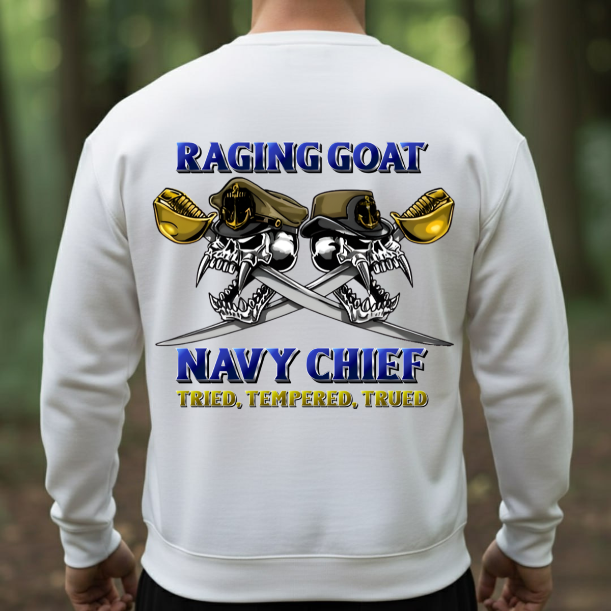 Chief Petty Officer Shirt – Raging Goat Navy Skull Tee – Proud CPO Veteran Gift