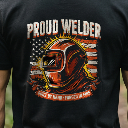 "Proud Welder" T-Shirt – Heavy Equipment Operator Blue Collar Worker Gift