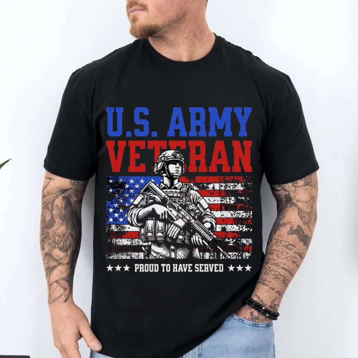 U.S. Army Veteran Shirt – Proud to Have Served – Patriotic American Flag Design – Military Veteran T-shirt