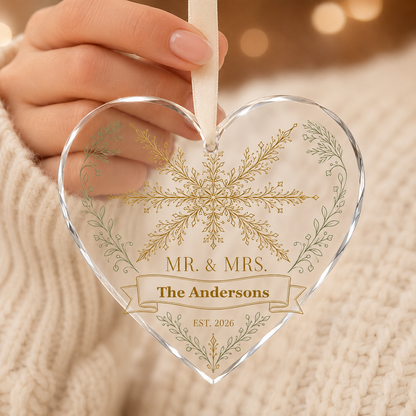 heart snowflake glass ornament mockup