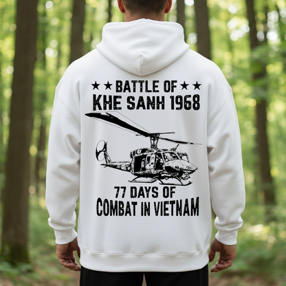 Battle of Khe Sanh 1968 Shirt – 77 Days of Combat in Vietnam, Huey Helicopter Tribute Tee for Vietnam Veterans, Gift for Veterans Day