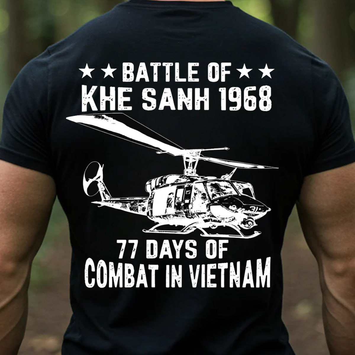 Battle of Khe Sanh 1968 Shirt – 77 Days of Combat in Vietnam, Huey Helicopter Tribute Tee for Vietnam Veterans, Gift for Veterans Day