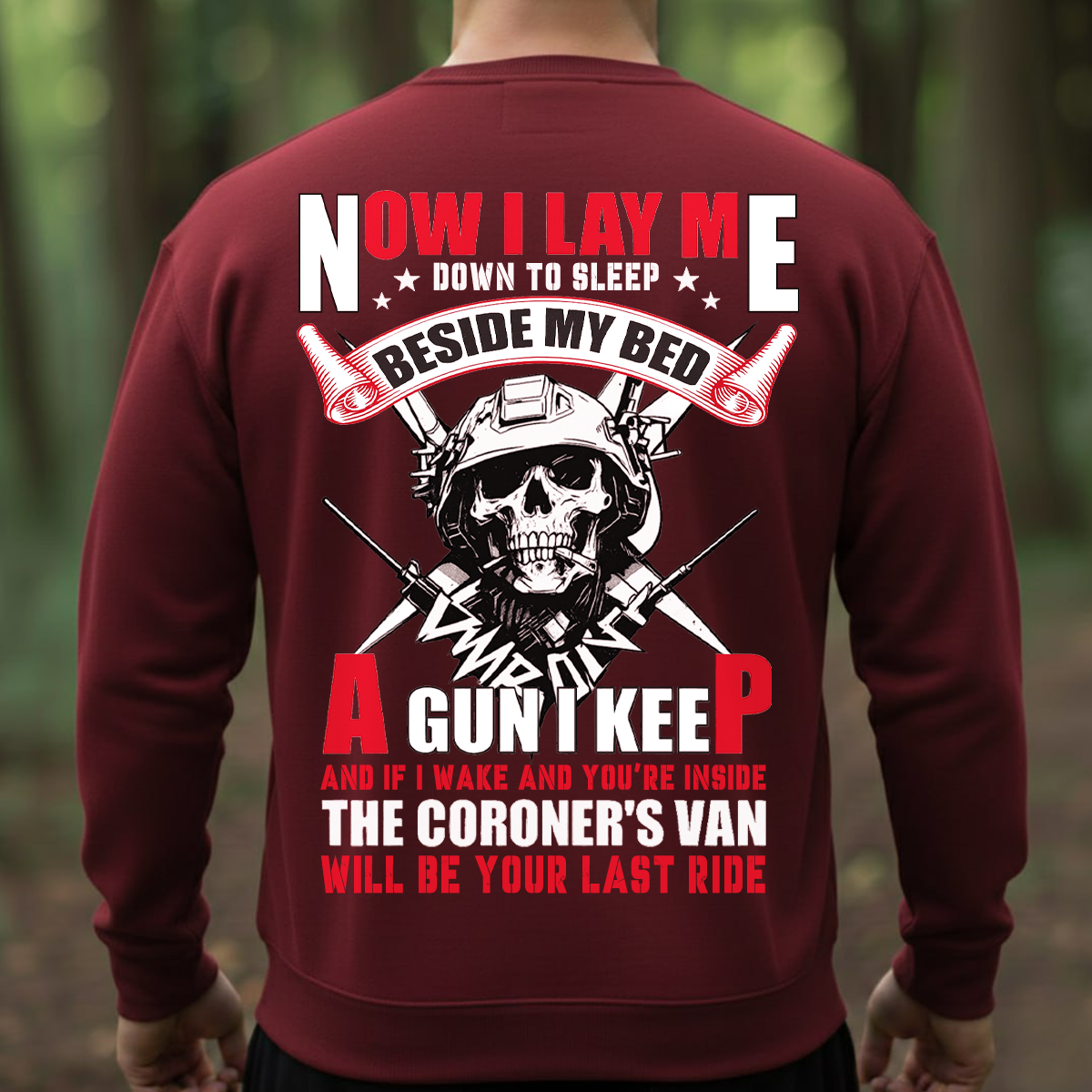 Now I Lay Me Down to Sleep T-shirt / Sweatshirt / Hoodie, Tactical Skull Gun Rights Tee, Military Patriotic Second Amendment Shirt for Men